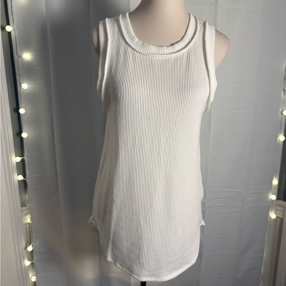 HEIMISH USA White Ribbed Sleeveless Tank Top
